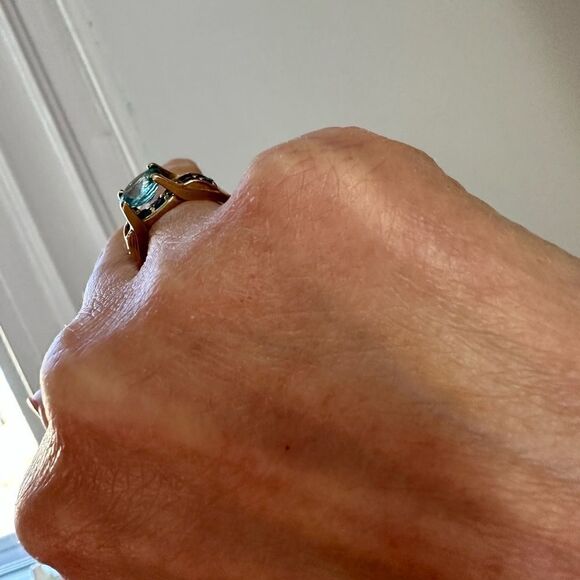 14K Yellow Gold 0.47 Carat Apatite & 1.74 Carat Oval Zircon ring - Picture 6 of 9